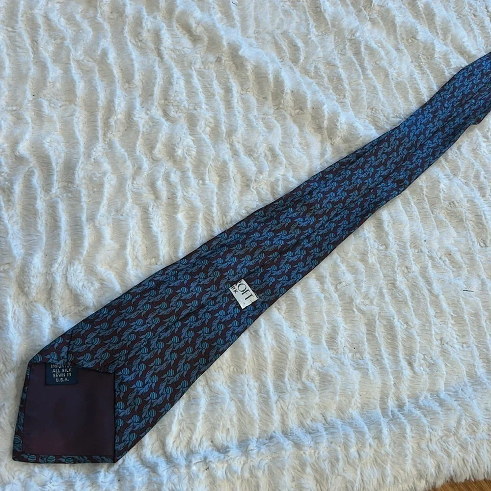 Vintage 80s silk Bancroft New York Men’s silk tie Sea lion beach ball print